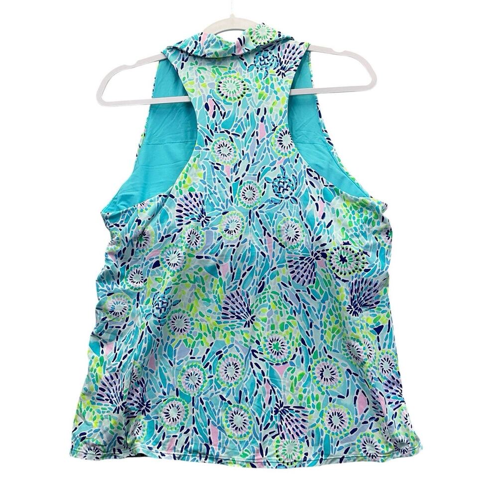 Lilly Pulitzer Luxletic Lakelyn Polo Tank Top Zanzibar Floral size XL - Picture 3 of 13